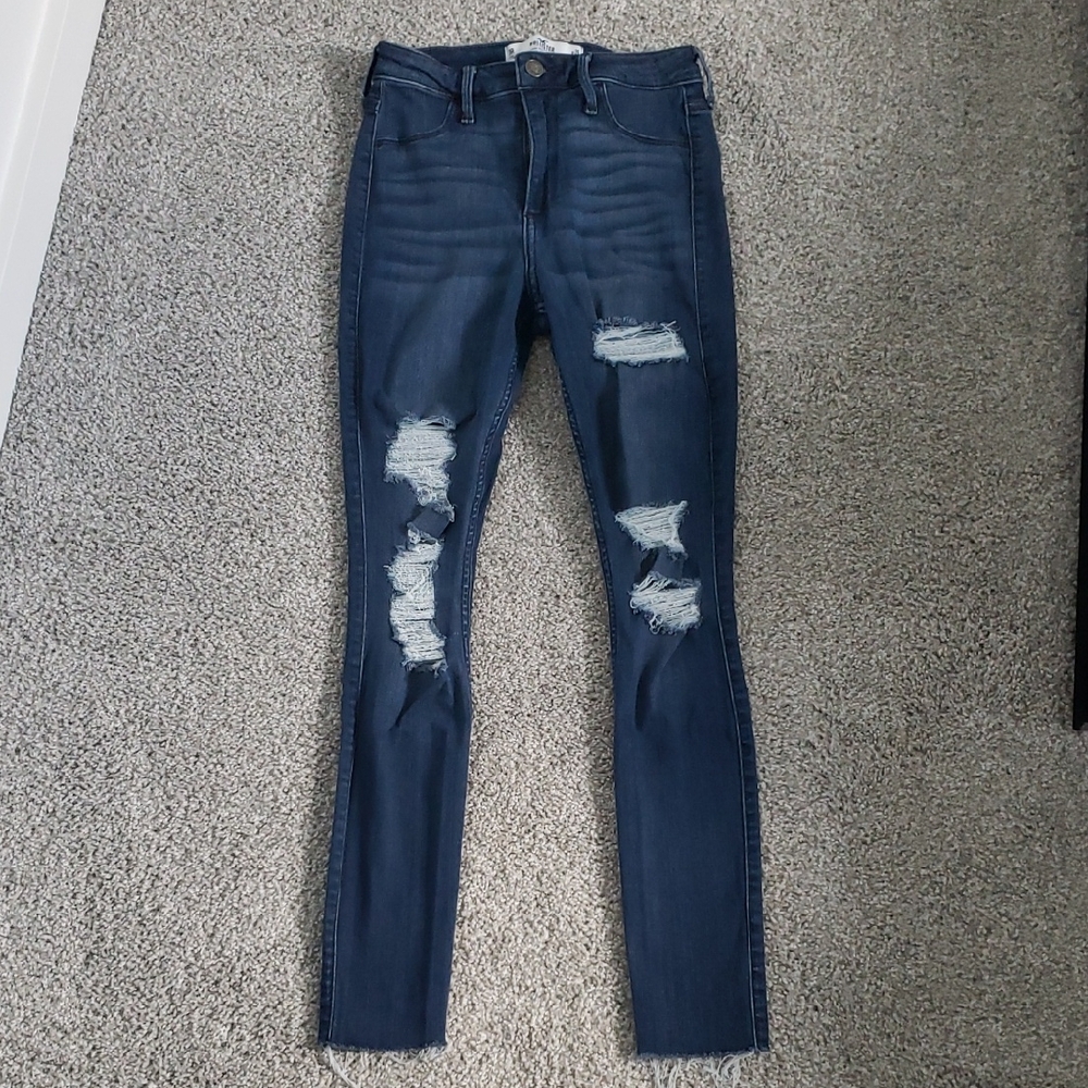 Hollister Dark Blue Distressed Skinny Jeans